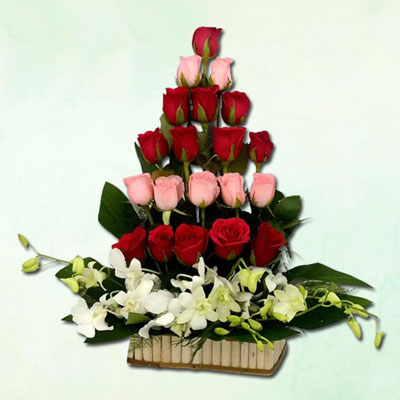 "Beautiful Mixed Flower Basket - code VF01 - Click here to View more details about this Product